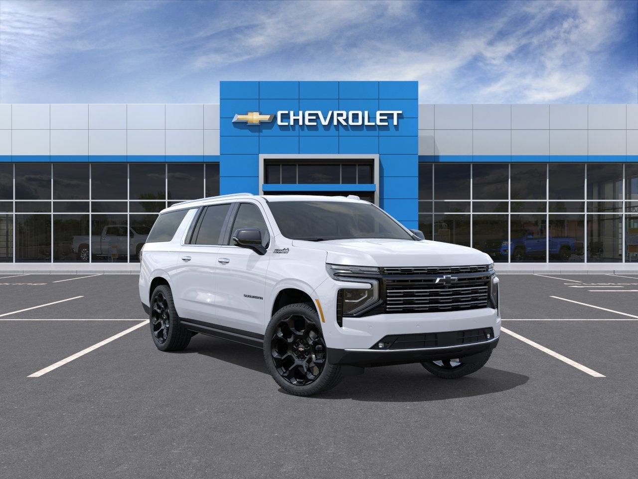 2026 Chevrolet Suburban High Country in Polar White Tricoat — front three-quarter view