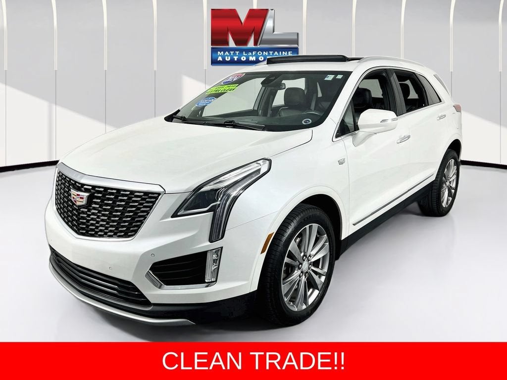 2024 Cadillac XT5 Premium Luxury in Crystal White Tricoat — front three-quarter view