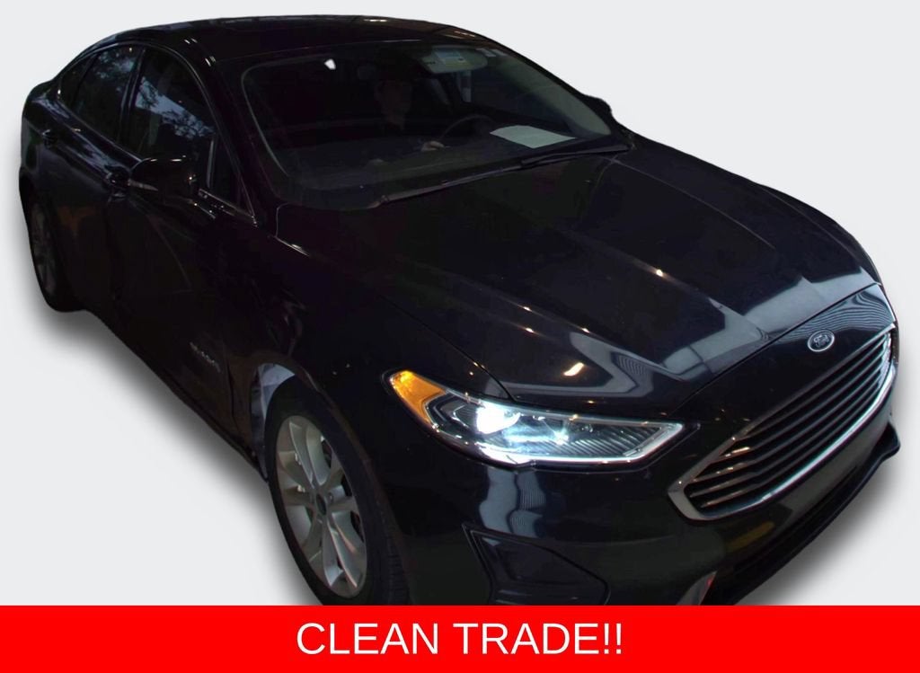 2019 Ford Fusion Hybrid SEL in Black — front three-quarter view