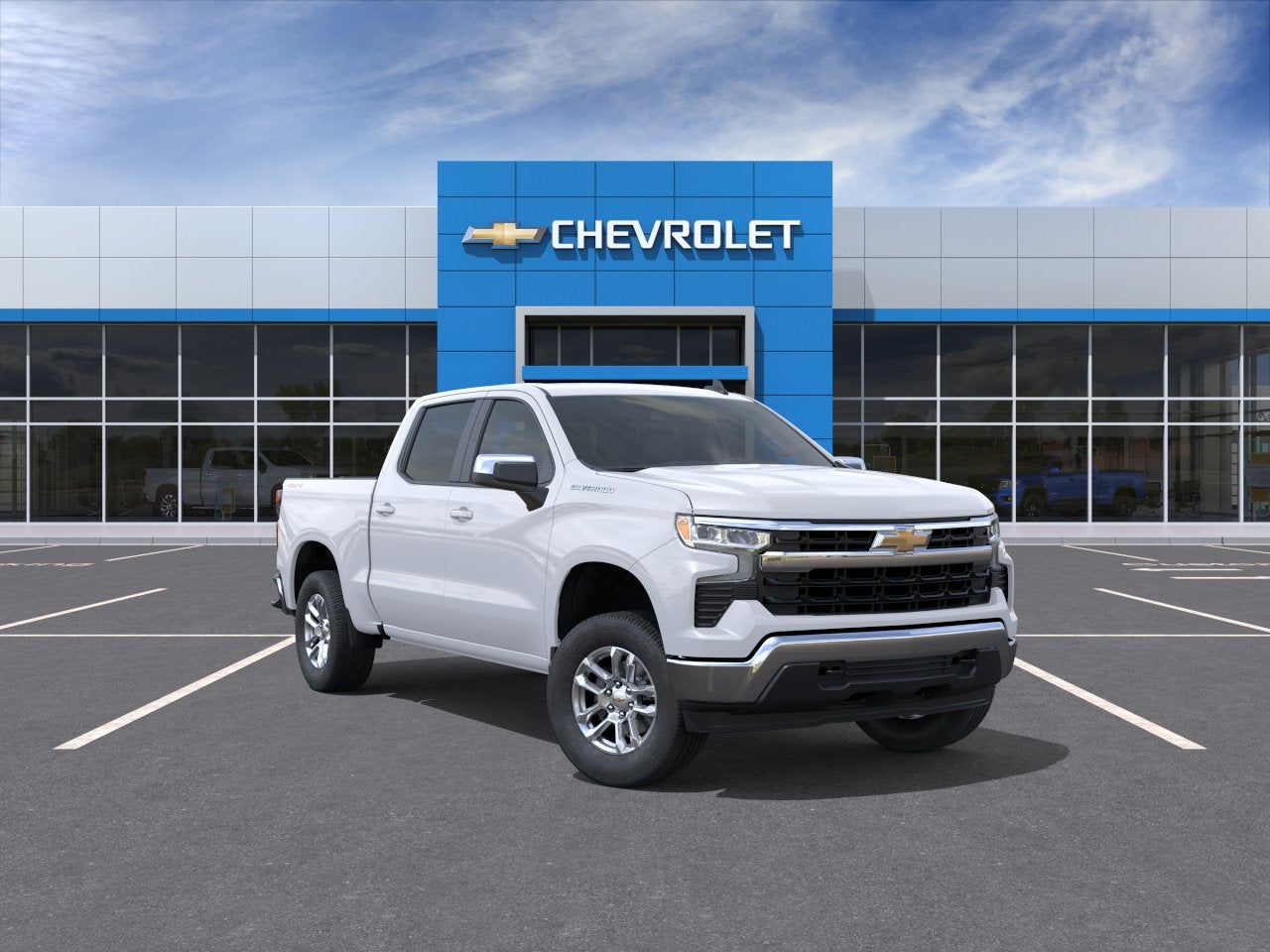 2026 Chevrolet Silverado 1500 LT (2FL) in Summit White — front three-quarter view